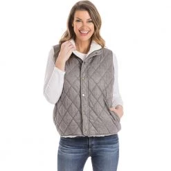 Katydid Quilted Reversible Sherpa VEST With Pockets Fall & Winter