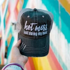Katydid Hot Mess Just Doing My Best Trucker Hat Weekend Vibes Collection