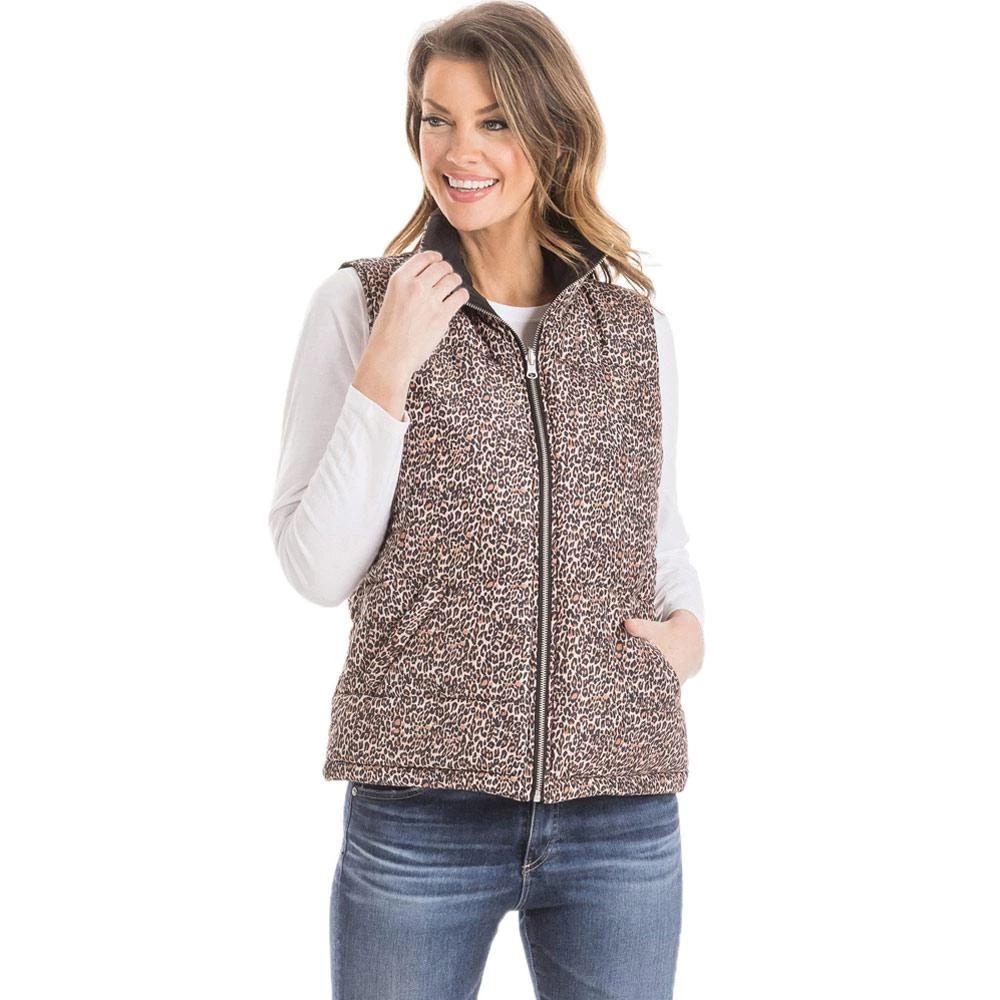 Katydid Leopard Reversible Puffer VEST With Pockets