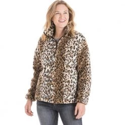 Katydid Brown Leopard Sherpa PULLOVER With Pockets Fall & Winter