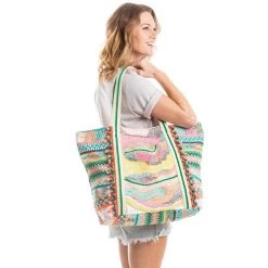 Katydid Weekend Vibes Collection Green, Yellow, And Orange Seed Bead Tote Bag