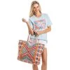 Katydid Weekend Vibes Collection Orange, Blue, And Pink Tote Bag