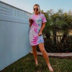 Katydid Tie Dye Collection Lilac And Purple Tie Dye T-Shirt Dress