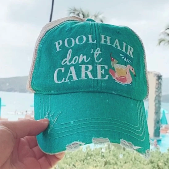 Katydid Pool Hair Don't Care (SWAN FLOAT) Trucker Hat Vacay Getaway Collection