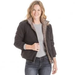 Katydid Leopard Reversible Puffer JACKET With Pockets Fall & Winter