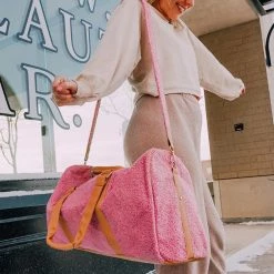 Katydid Purple Sherpa Faux Fur Weekender Bags