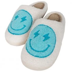 Katydid Turquoise And White Lightning Happy Slippers Happy Face Collection