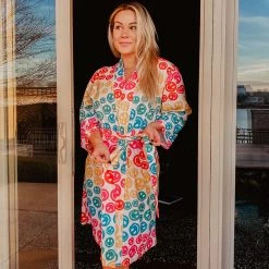 Katydid Happy Face Graphic Robe New