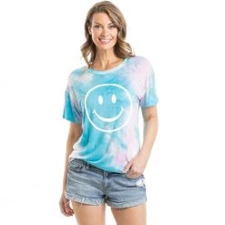 Katydid Happy Face Women's Tie Dye Graphic T-Shirt Happy Face Collection