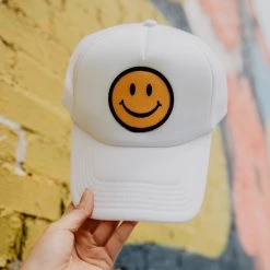 Katydid Happy Face Trucker Hat (All White) Happy Face Collection