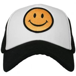 Katydid Happy Face Collection Happy Face Trucker Hat (Black And White)