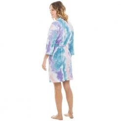 Katydid New Teal, Purple, And Peach Tie Dye Women's Robe