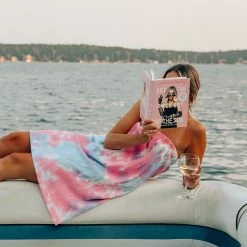 Katydid Pink And Blue Tie Dye Spa Wrap Robe New