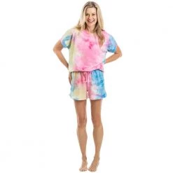 Katydid Pink, Yellow, And Blue Tie Dye Loungewear Set Tie Dye Collection