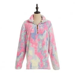 Katydid Tie Dye Collection Tie Dye Faux Fur Women's Sherpa Pullover (#3)