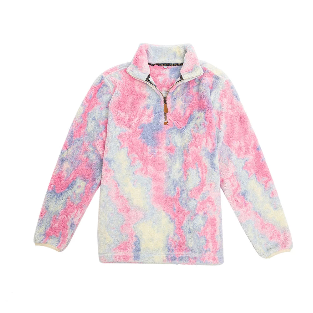 Katydid Tie Dye Collection Tie Dye Faux Fur Women's Sherpa Pullover (#3)