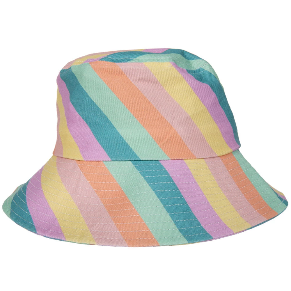 Katydid Striped Pastel Print Bucket Hat New